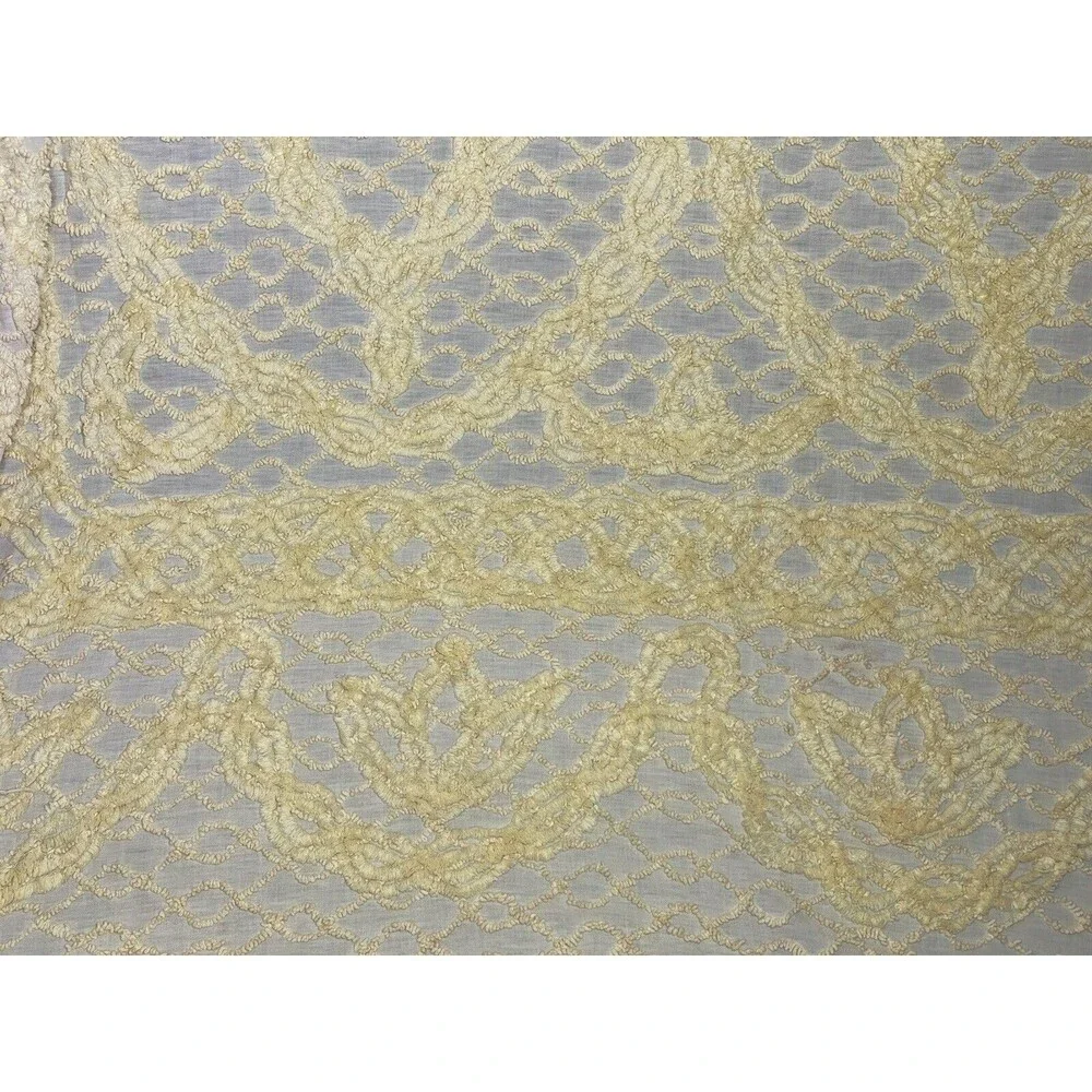Vtg Twin‎ Yellow Floral Chenille Bedspread 92x108